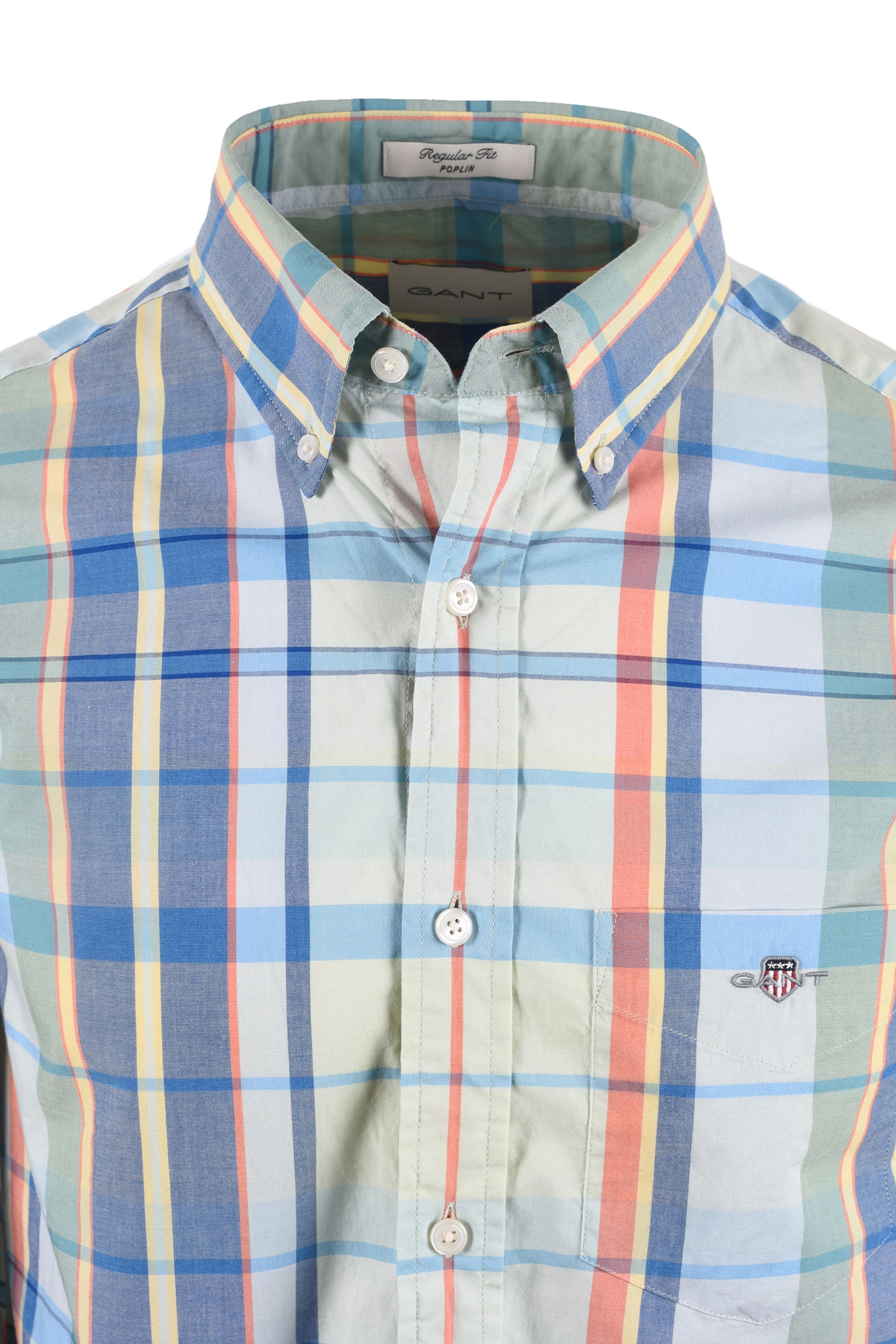GANT REG POPLIN MULTICHECK SHIRT MISTY MINT Gant Michael Stewart Menswear