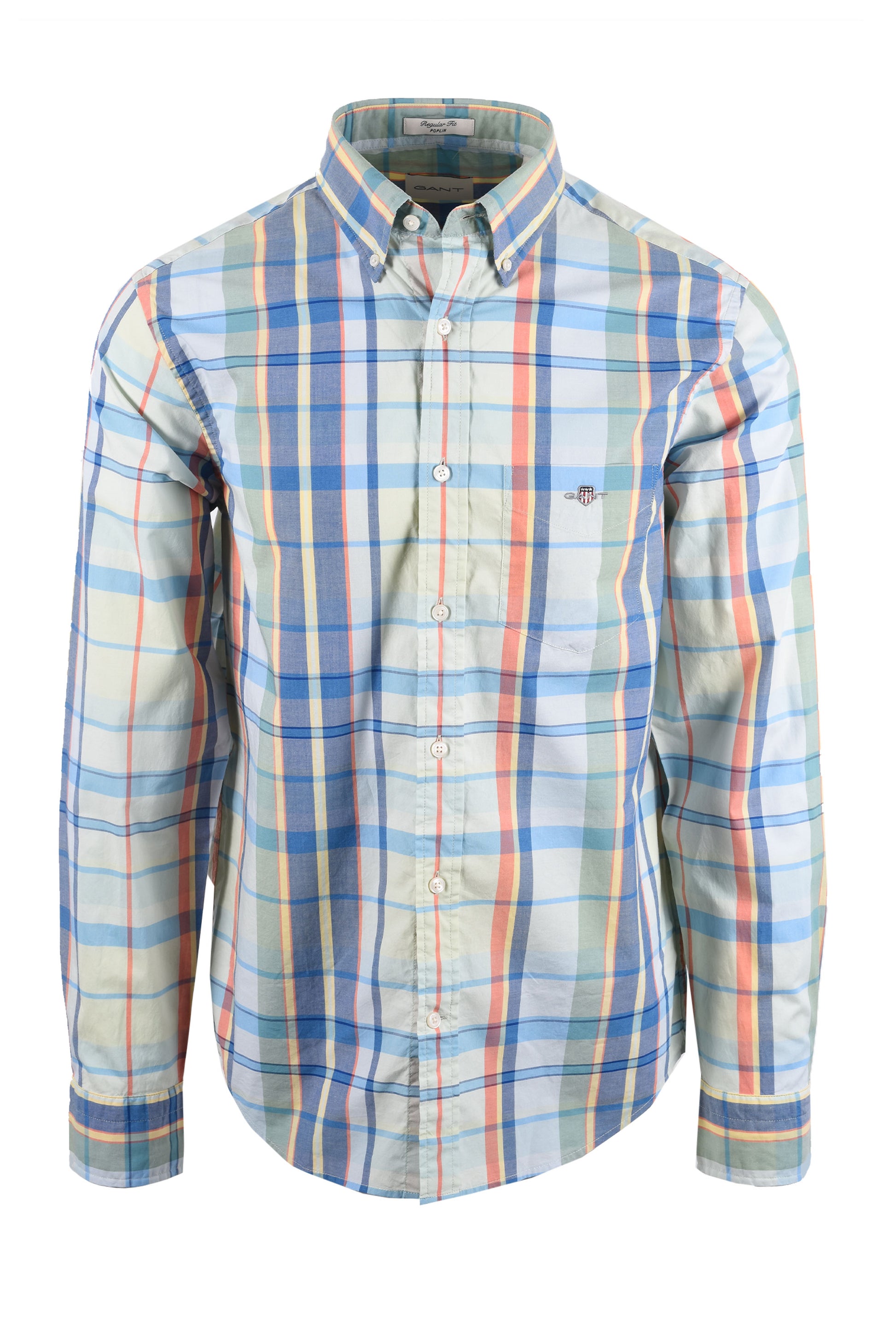 GANT REG POPLIN MULTICHECK SHIRT MISTY MINT Gant Michael Stewart Menswear