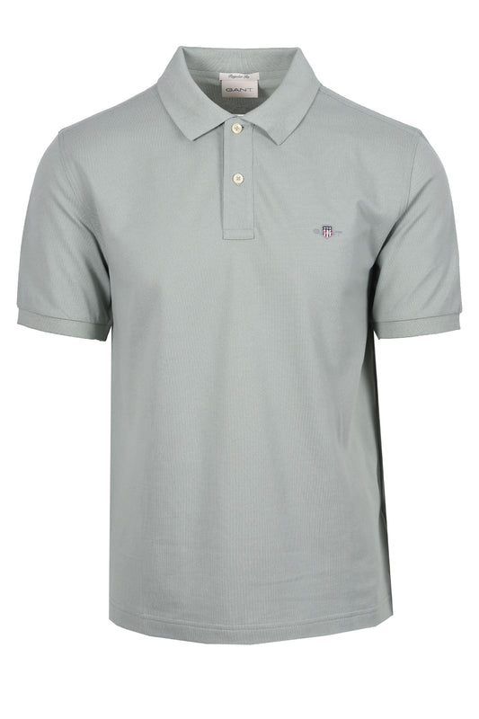 GANT REG SHIELD SS PIQUE POLO SHIRT CERAMIC GREY