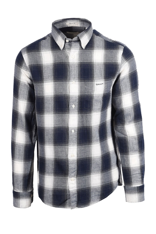 GANT REG WINDBLOWN FLANNEL CHECK SHIRT EVENING BLUE