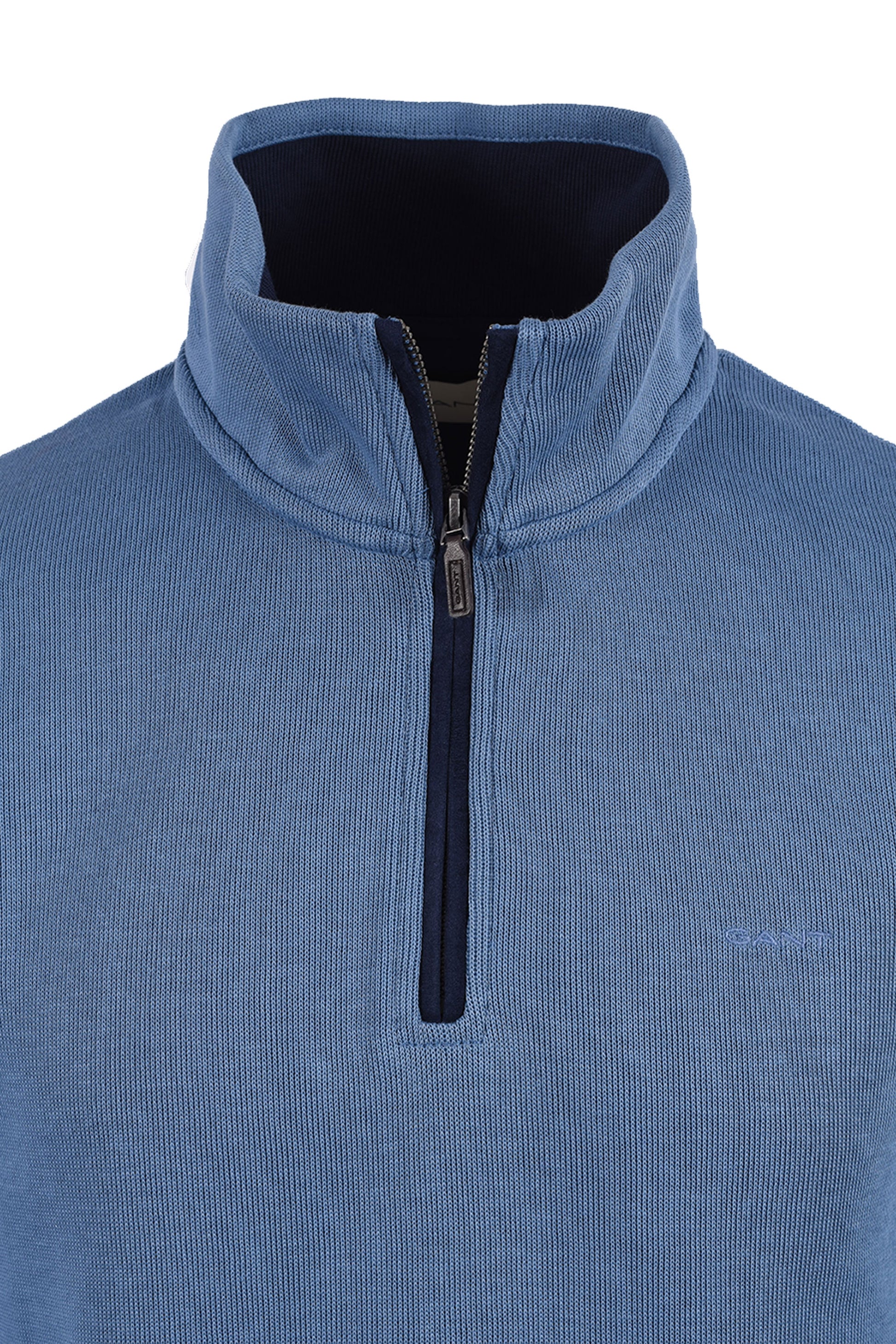 GANT SACKER RIB HALF ZIP BLUE Gant Michael Stewart Menswear  Sweatshirts & Hoodies