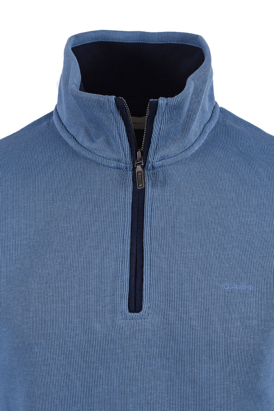 GANT SACKER RIB HALF ZIP BLUE Gant Michael Stewart Menswear  Sweatshirts & Hoodies