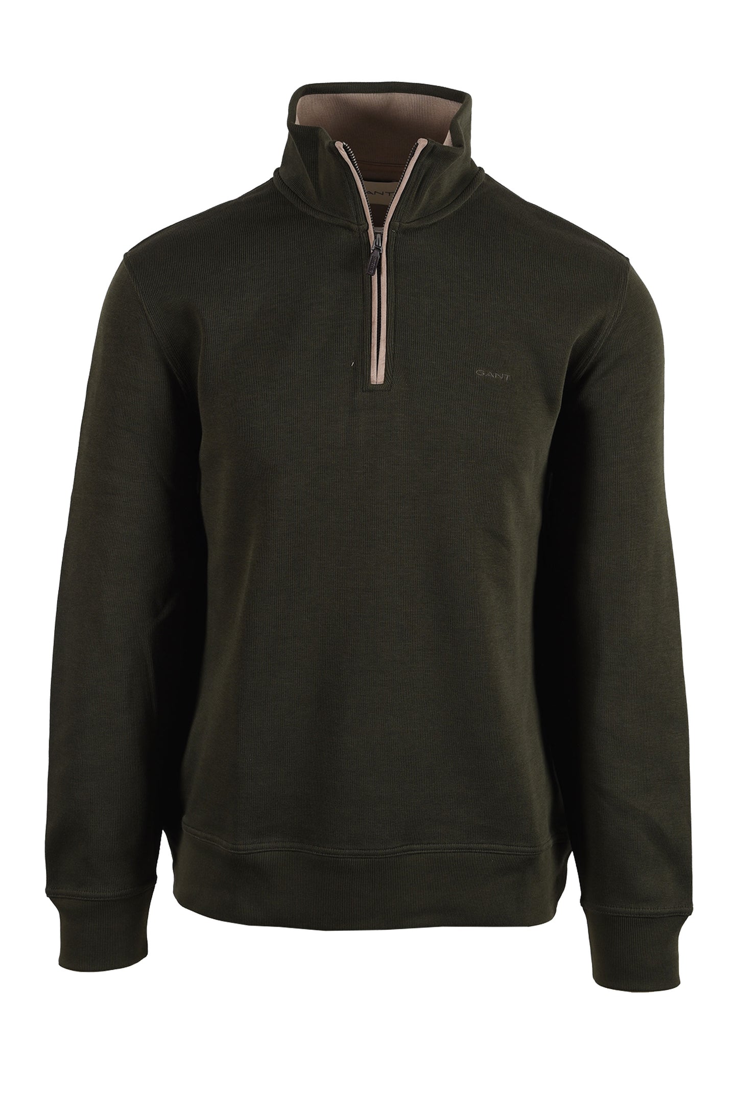 GANT SACKER RIB HALF ZIP DARK MOSS GREEN Gant Michael Stewart Menswear  Sweatshirts & Hoodies