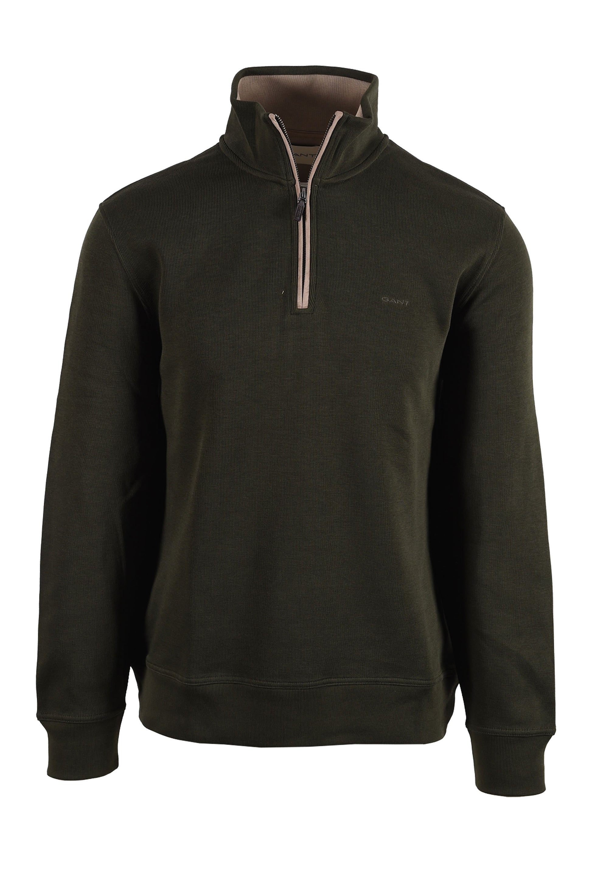 GANT SACKER RIB HALF ZIP DARK MOSS GREEN Gant Michael Stewart Menswear  Sweatshirts & Hoodies
