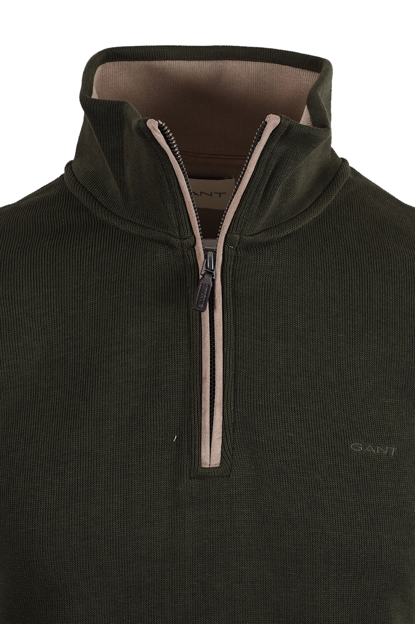 GANT SACKER RIB HALF ZIP DARK MOSS GREEN Gant Michael Stewart Menswear  Sweatshirts & Hoodies