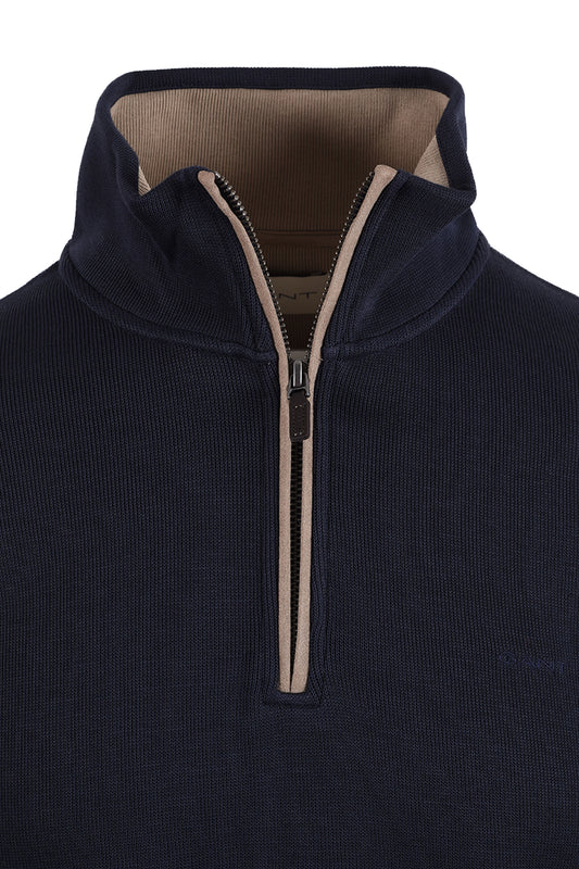 GANT SACKER RIB HALF ZIP EVENING BLUE Gant Michael Stewart Menswear  Sweatshirts & Hoodies