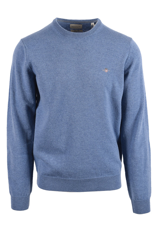 GANT SUPERFINE LAMBSWOOL CREW NECK BLUE HORIZON Gant Michael Stewart Menswear  Knitwear