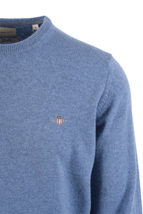 GANT SUPERFINE LAMBSWOOL CREW NECK BLUE HORIZON Gant Michael Stewart Menswear  Knitwear