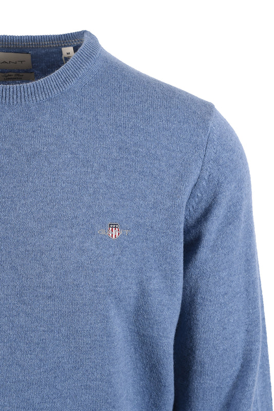 GANT SUPERFINE LAMBSWOOL CREW NECK BLUE HORIZON Gant Michael Stewart Menswear  Knitwear