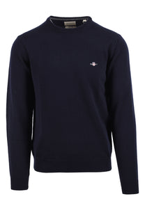 GANT SUPERFINE LAMBSWOOL CREW NECK MARINE Gant Michael Stewart Menswear  Knitwear