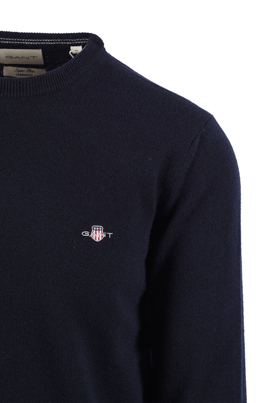 GANT SUPERFINE LAMBSWOOL CREW NECK MARINE Gant Michael Stewart Menswear  Knitwear