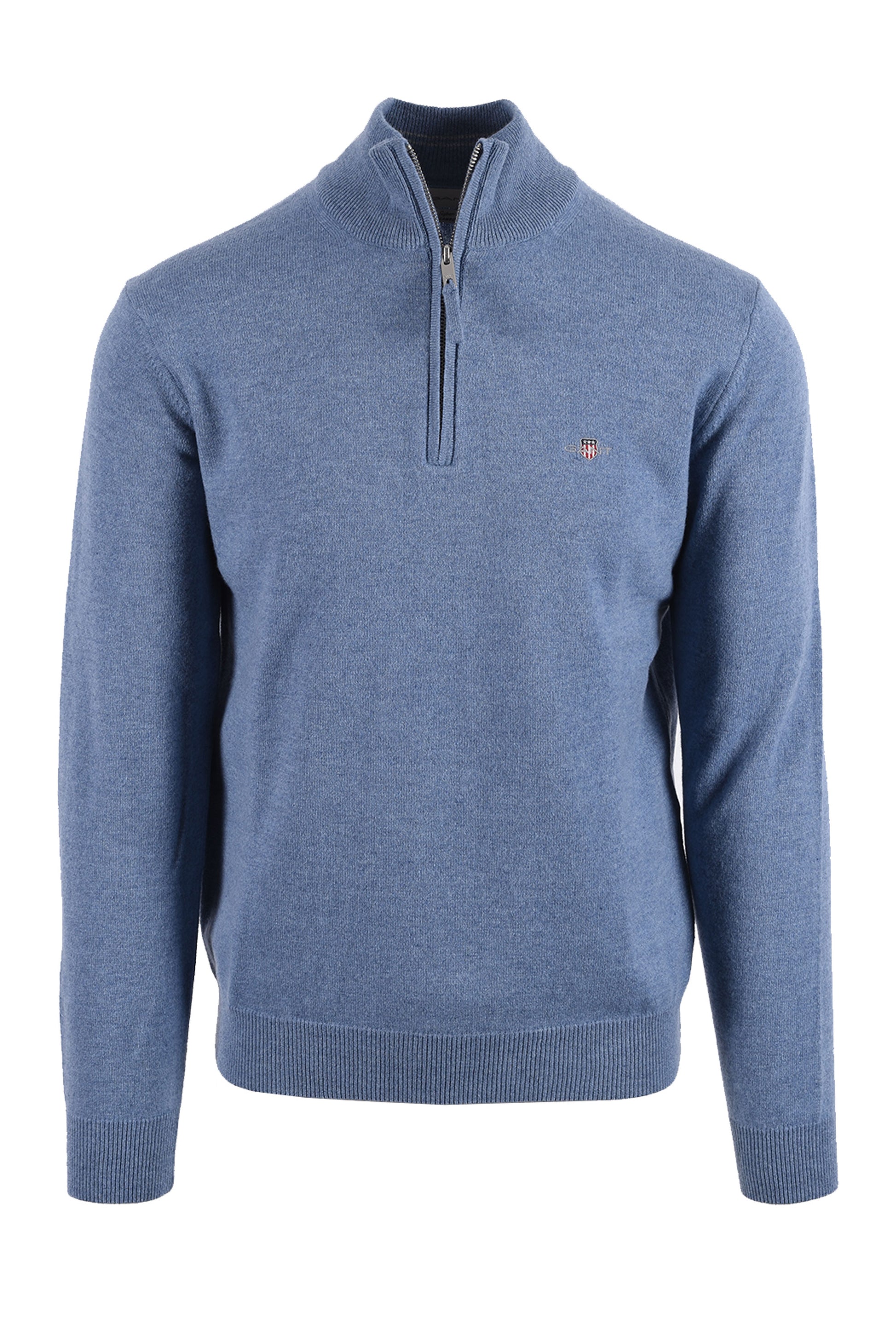 GANT SUPERFINE LAMBSWOOL HALF ZIP BLUE HORIZON Gant Michael Stewart Menswear  Knitwear