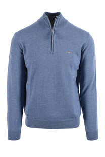 GANT SUPERFINE LAMBSWOOL HALF ZIP BLUE HORIZON Gant Michael Stewart Menswear  Knitwear