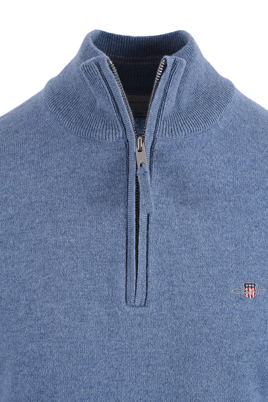 GANT SUPERFINE LAMBSWOOL HALF ZIP BLUE HORIZON Gant Michael Stewart Menswear  Knitwear