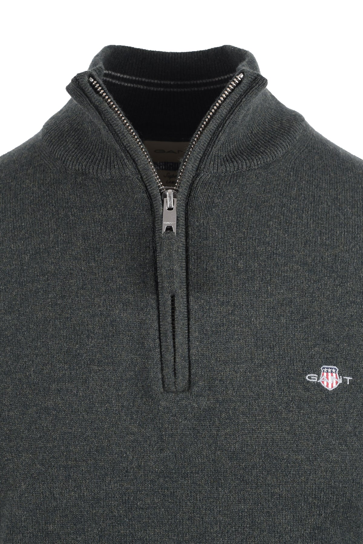 GANT SUPERFINE LAMBSWOOL HALF ZIP DARK MOSS GREEN