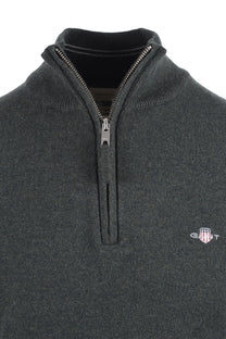 GANT SUPERFINE LAMBSWOOL HALF ZIP DARK MOSS GREEN