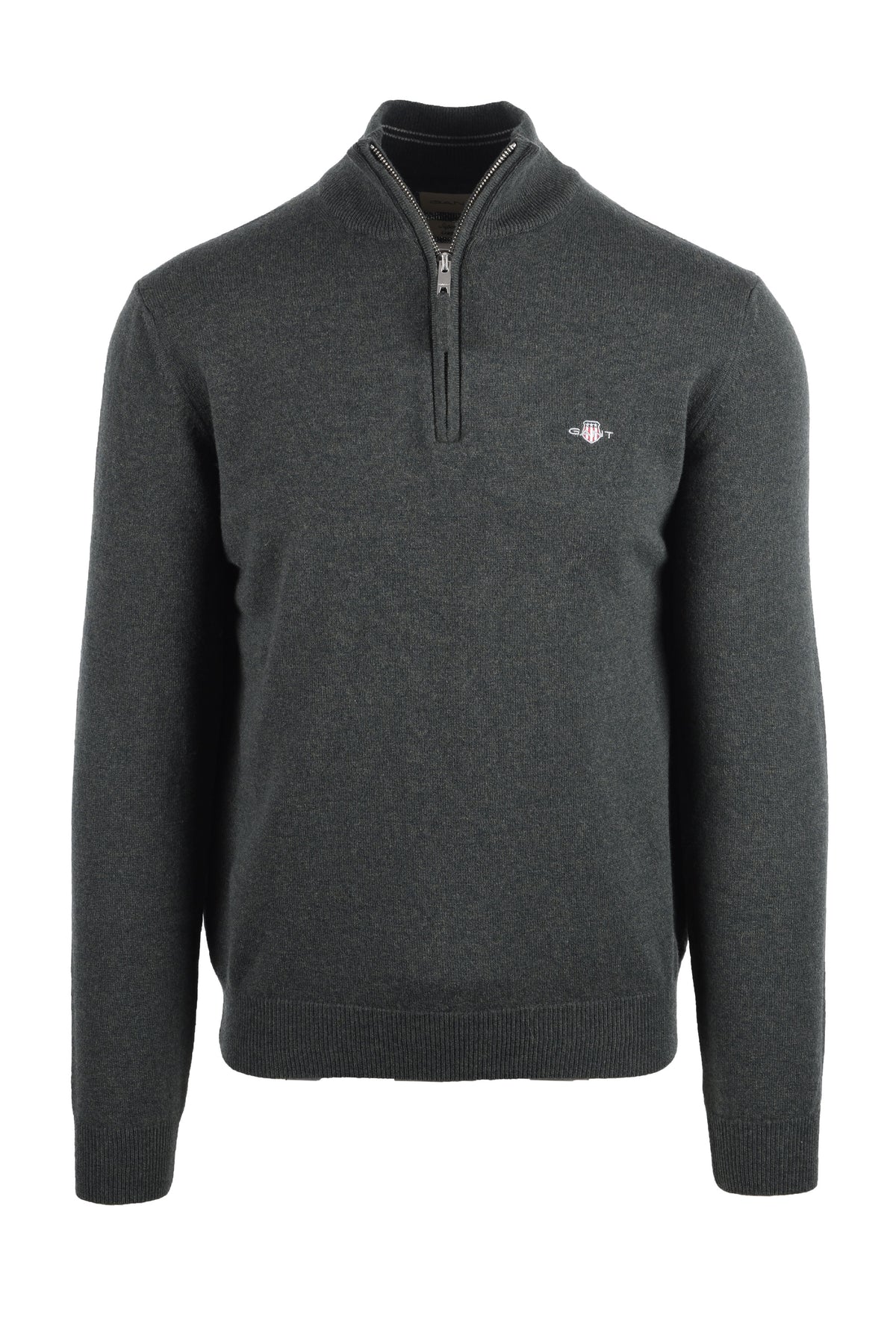 GANT SUPERFINE LAMBSWOOL HALF ZIP DARK MOSS GREEN