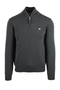 GANT SUPERFINE LAMBSWOOL HALF ZIP DARK MOSS GREEN
