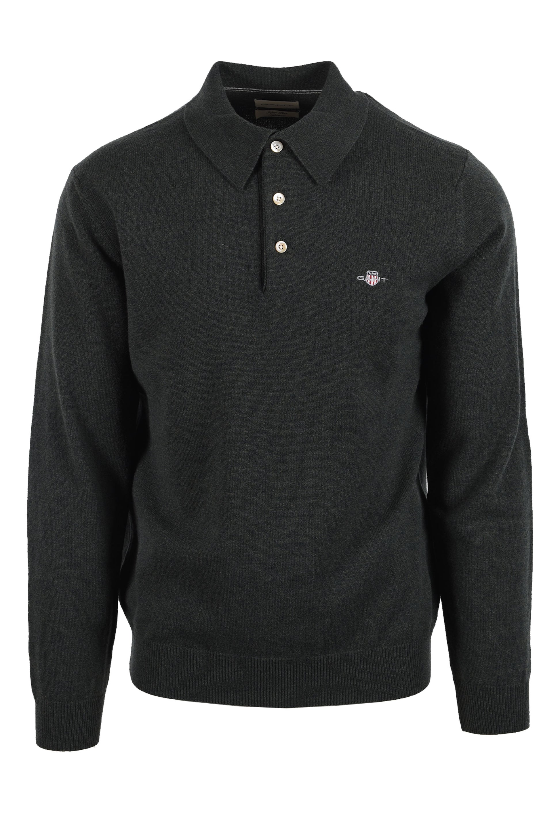 GANT SUPERFINE LAMBSWOOL POLO DARK MOSS GREEN Gant Michael Stewart Menswear  Polo Shirts