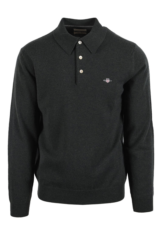 GANT SUPERFINE LAMBSWOOL POLO DARK MOSS GREEN Gant Michael Stewart Menswear  Polo Shirts