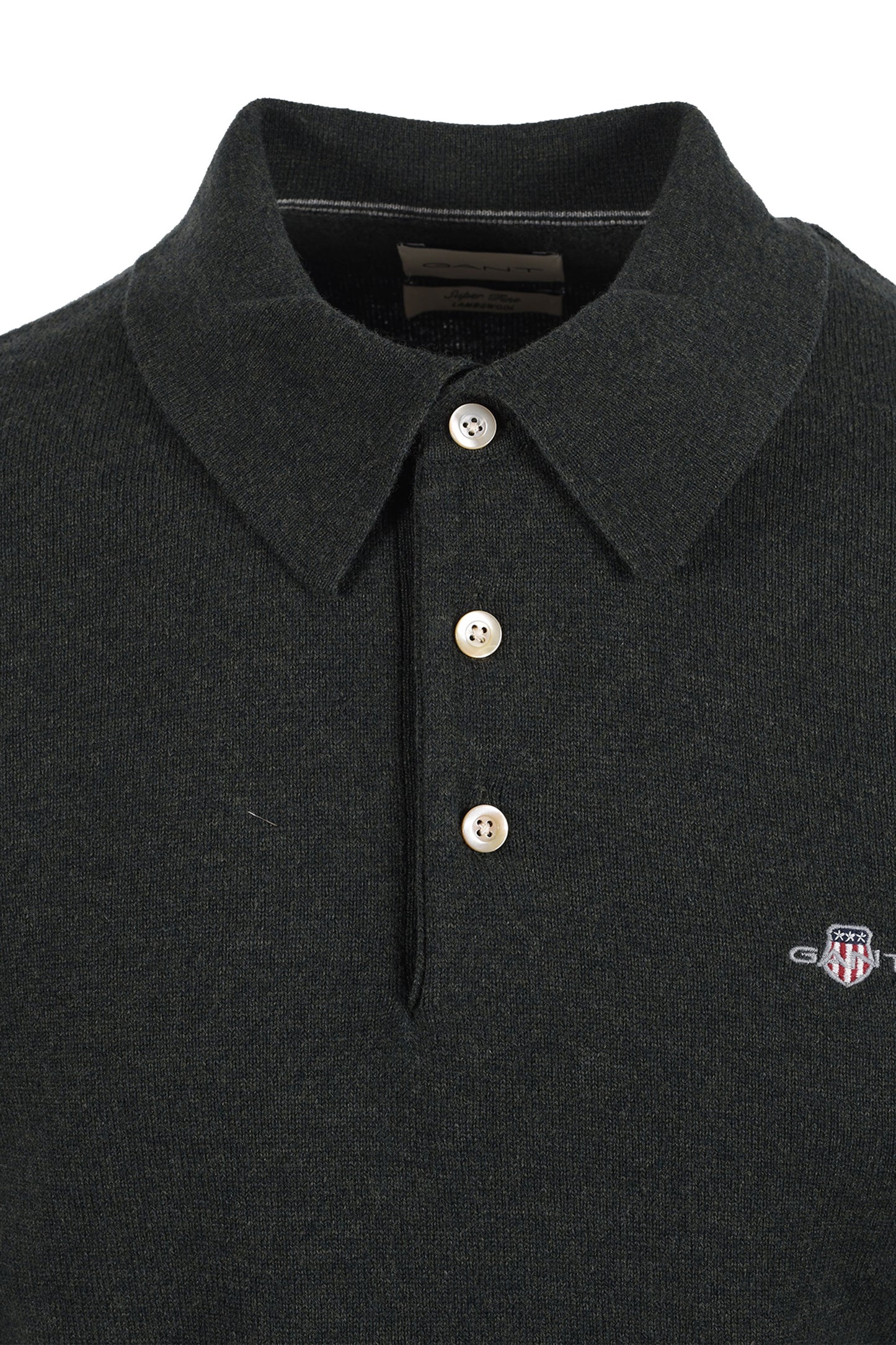 GANT SUPERFINE LAMBSWOOL POLO DARK MOSS GREEN Gant Michael Stewart Menswear  Polo Shirts