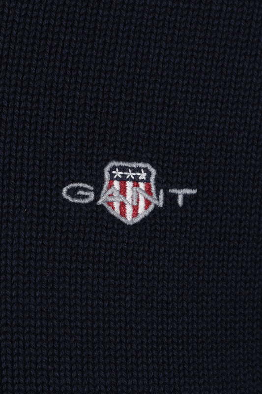 Gant Cotton Half Zip Knitwear Evening Blue