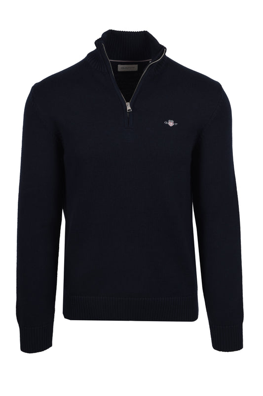 Gant Cotton Half Zip Knitwear Evening Blue