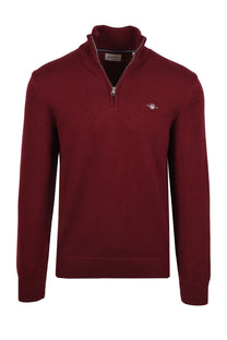 Gant Cotton Half Zip Knitwear Plumped Red Gant