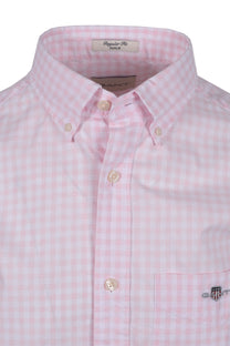Gant Poplin Gingham Short Sleeve Shirt California Pink Gant
