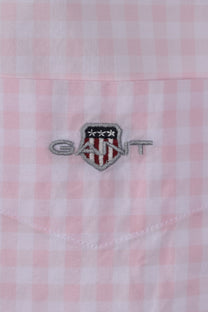 Gant Poplin Gingham Short Sleeve Shirt California Pink Gant