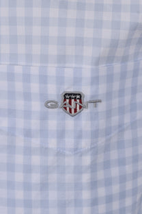 Gant Poplin Gingham Short Sleeve Shirt Capri Blue Gant
