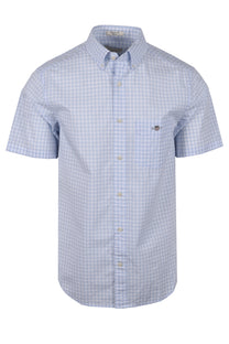 Gant Poplin Gingham Short Sleeve Shirt Capri Blue Gant