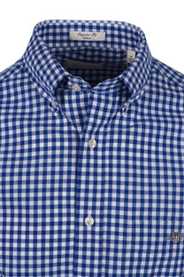 Gant Poplin Gingham Short Sleeve Shirt College Blue Gant