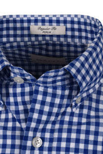 Gant Poplin Gingham Short Sleeve Shirt College Blue Gant