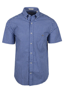Gant Poplin Gingham Short Sleeve Shirt College Blue Gant