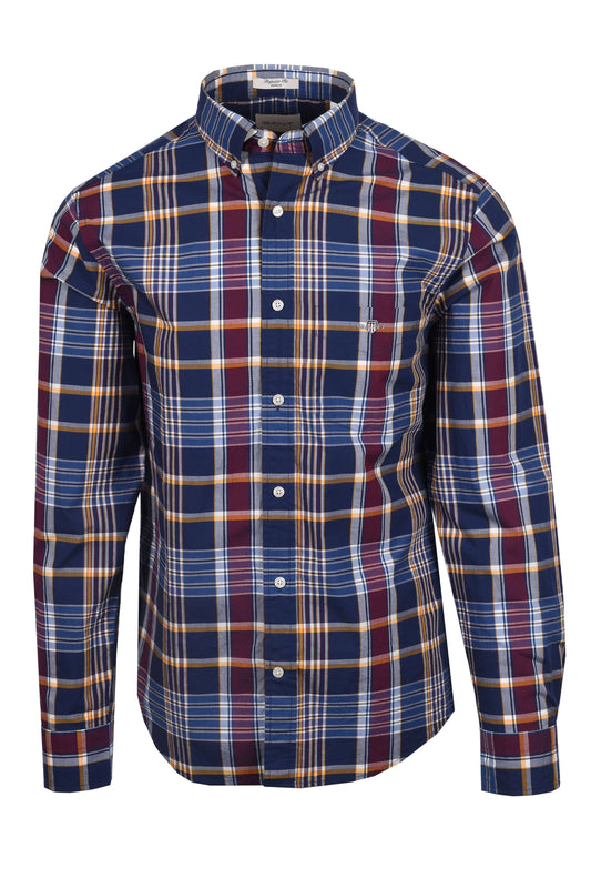 Gant Reg Poplin Check Shirt Persian Blue