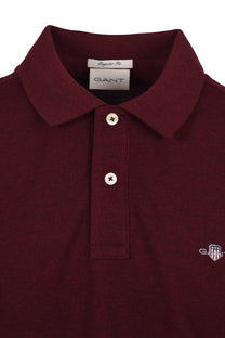 Gant Reg Shield SS Pique Polo Shirt Bordeaux Melange Gant