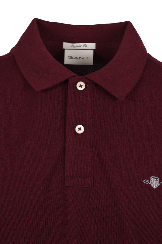 Gant Reg Shield SS Pique Polo Shirt Bordeaux Melange