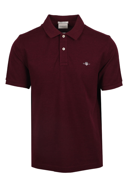 Gant Reg Shield SS Pique Polo Shirt Bordeaux Melange