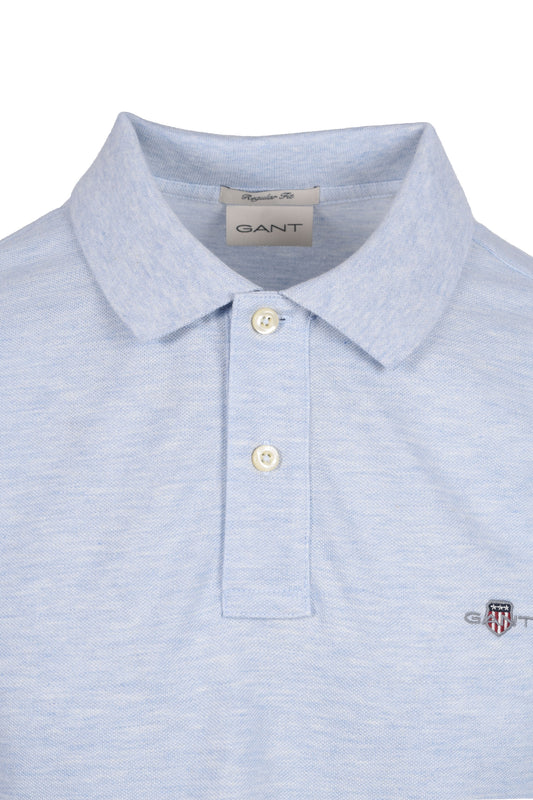 Gant Reg Shield SS Pique Polo Shirt Ice Blue Melange