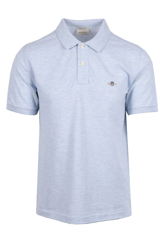 Gant Reg Shield SS Pique Polo Shirt Ice Blue Melange