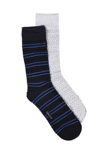 Gant Stripe and Mini Dot 2pk Socks Marine Gant