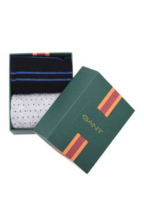 Gant Stripe and Mini Dot 2pk Socks Marine Gant