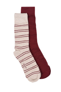 Gant Stripe and Mini Dot 2pk Socks Plumped Red Gant