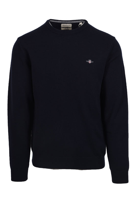 Gant Superfine Lambswool Crew Neck Knitwear Marine