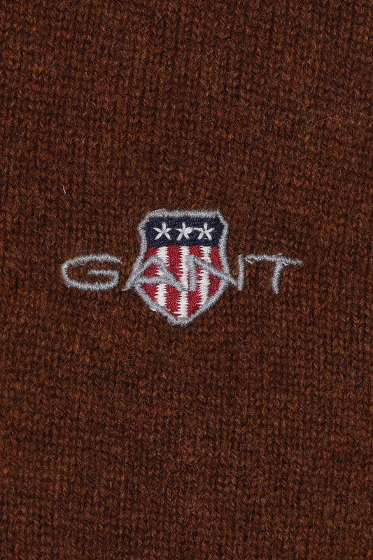 Gant Superfine Lambswool Half Zip Mahogany Brown