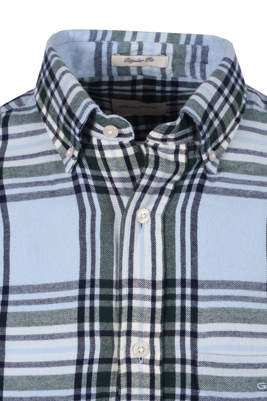 Gant Windblown Flannel Check Shirt Fresh Blue