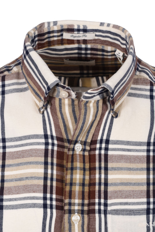 Gant Windblown Flannel Checked Shirt Cream