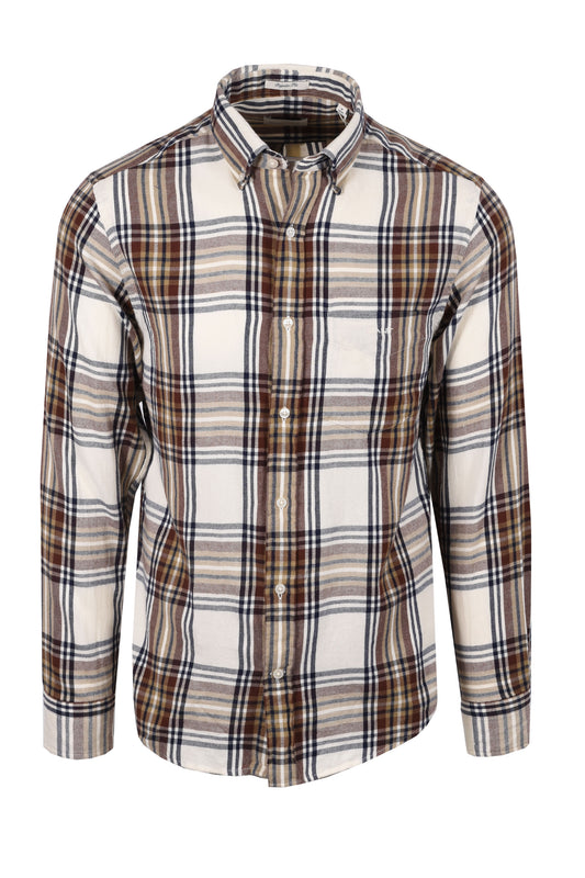Gant Windblown Flannel Checked Shirt Cream