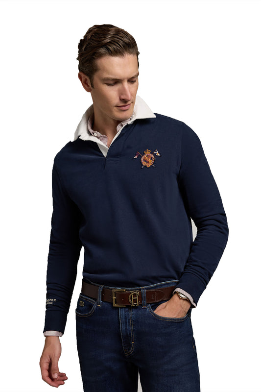 HOLLAND COOPER LONG SLEEVE RUGBY SHIRT INK NAVY